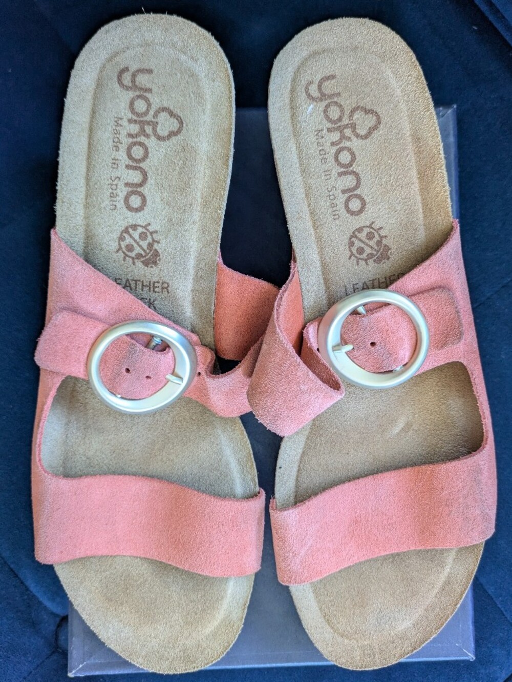Yokono Spain Suede Leather Wedge Sandals Coral Pink Size 9 Coastal Grandmother